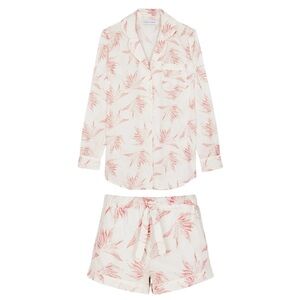 Desmond & Dempsey Deia Organic Cotton Pajama Set Pink White S